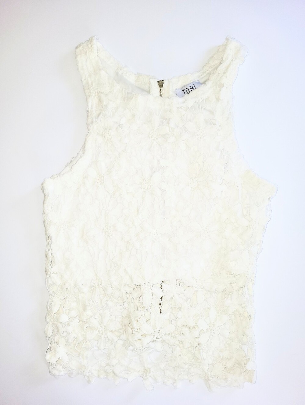 NWT Tobi White Floral Macrame Lace Tank Top Cropped Cutout Medium
